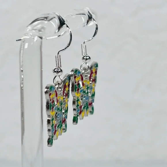 Autism Butterfly Puzzle Earrings - Picture 2 of 8
